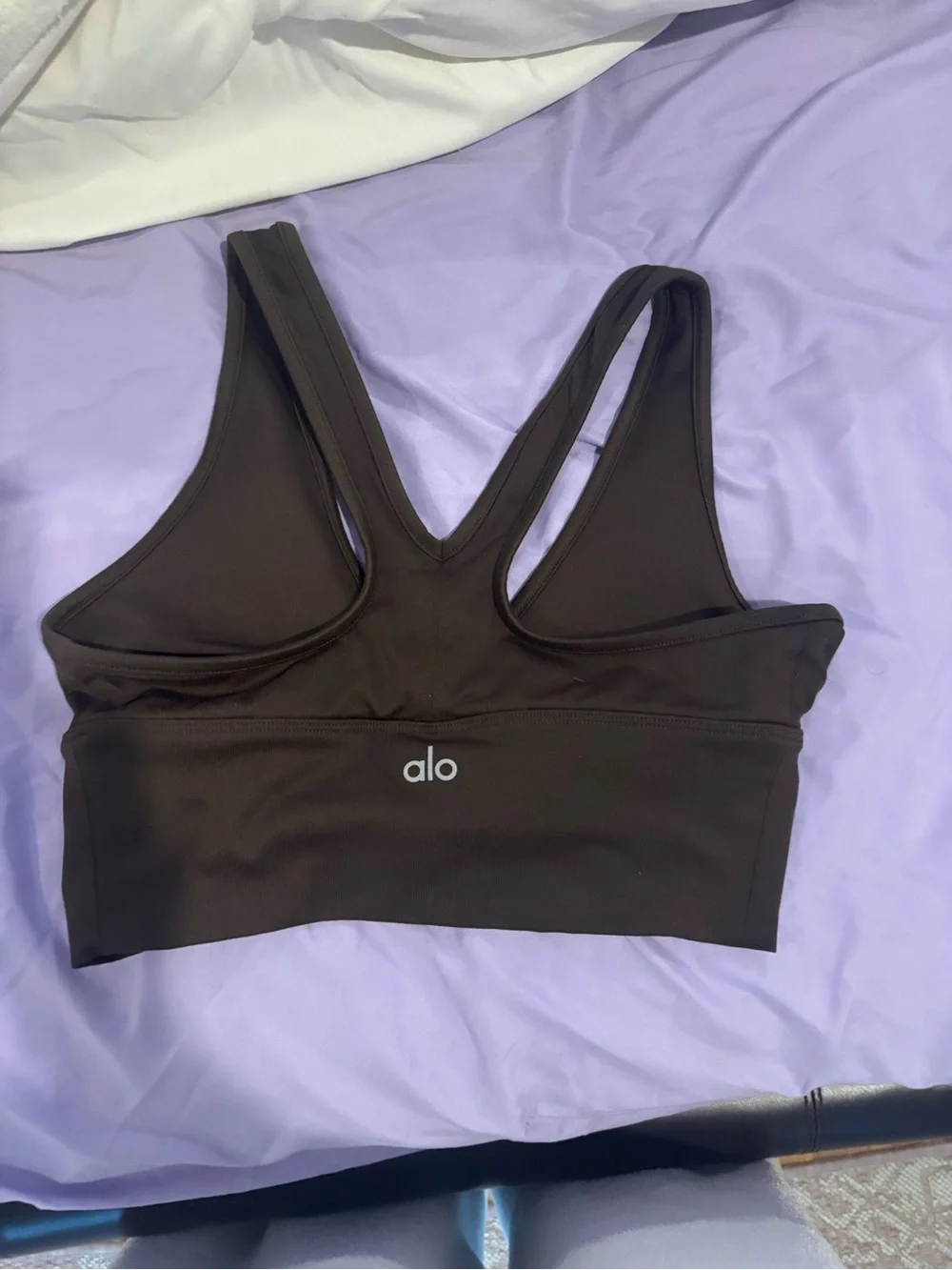 ALO Yoga Brown Ruched V-Neck Racerback Sports Bra